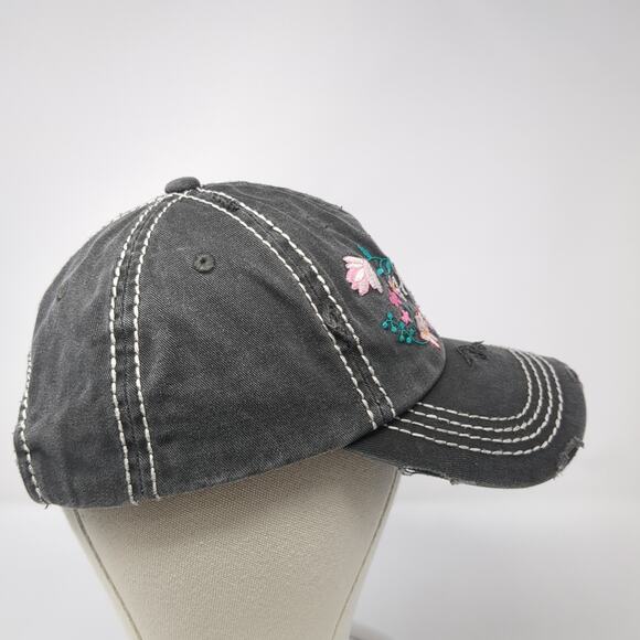 Hey Y'all! Flower Strapback Baseball Cap Gray OS Adjustable Kb Ethos Vintage - Picture 5 of 10